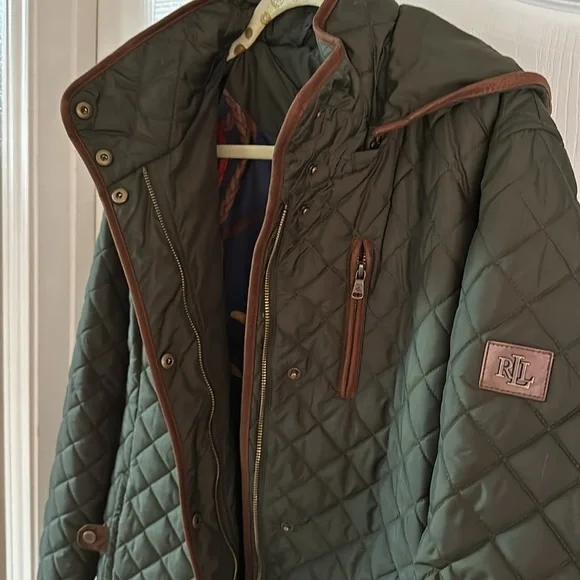 Ralph Lauren Diamond quilt jacket with faux leather trim XL NWT - Picture 7 of 17